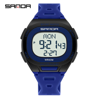 SANDA 2195 Square Digital Watch - Multifunction Waterproof LED Sports Wristwatch for Students