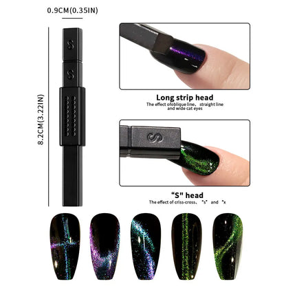 Nail Art Magnetic Wand Pen Set - 3D Cat Eye Gel Painting, UV Gel Polish Magnet Tools for Magic Manicure