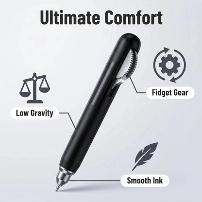 Metal Gear Fidget Pen - Low Center of Gravity 0.5mm Quick-Dry Ink Pen for Exams & Office Use