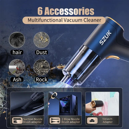 SZUK 18000PA Mini Portable Wireless Car Vacuum Cleaner – Powerful Handheld Cleaning Machine