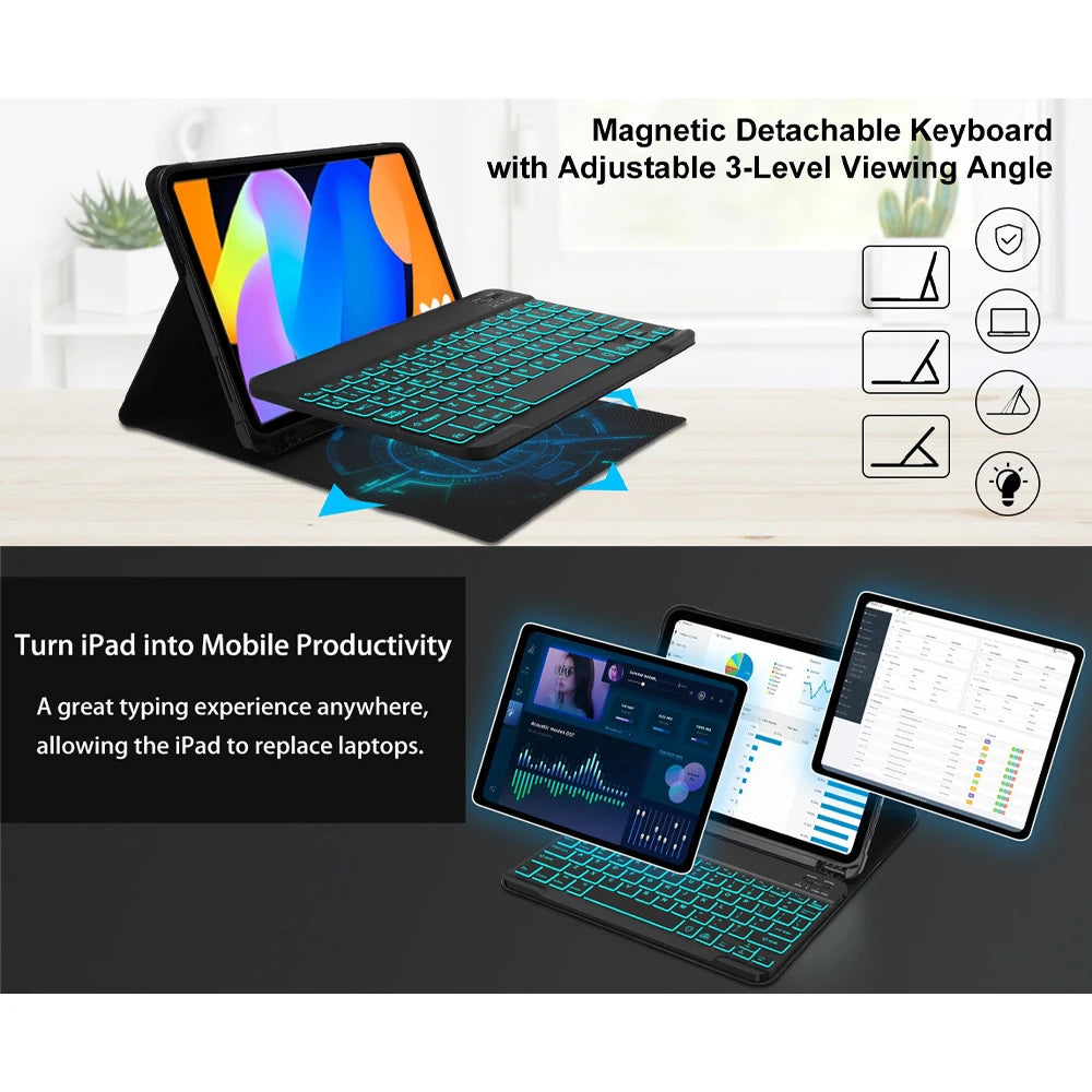 Lenovo Tab M11 11" Case with Bluetooth Keyboard – Smart Stand Cover for Xiaoxin Pad 2024/2025