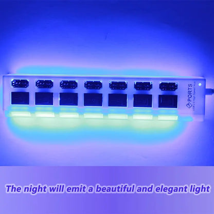 7-Port USB 2.0 Switch Extension Hub — One-to-Seven USB Splitter for PC, Laptop & Desktop