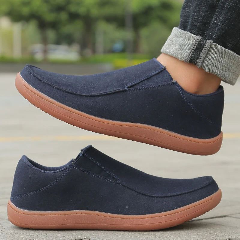 Fujeak Men’s Casual Loafers — Plus Size Non-Slip Wide Sneakers, 2024 Vulcanized Barefoot Shoes