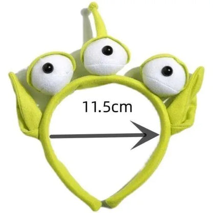 Green Alien Headband - Cute Three-Eyed Monster Cosplay Hairband for Girls and Women