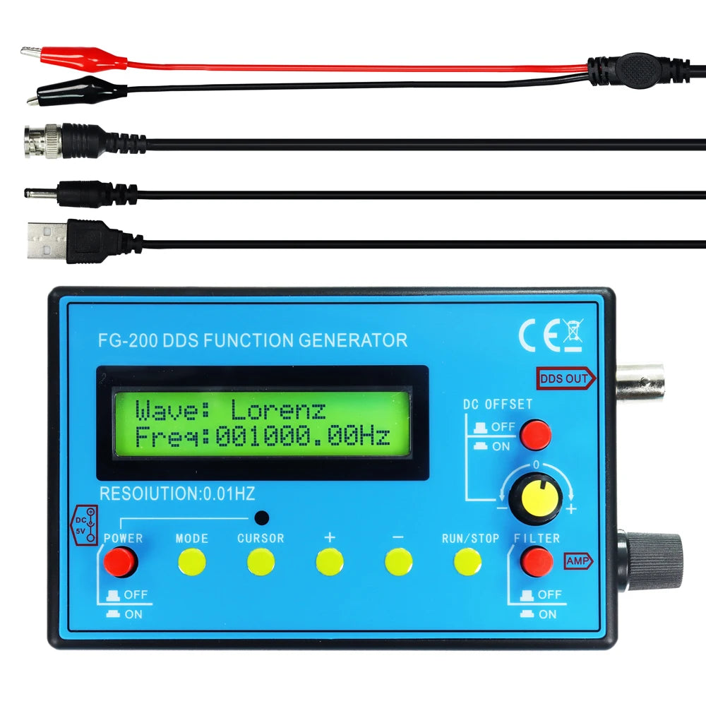 FG-100/FG-200 DDS Function Signal Generator - 0.01Hz–500kHz Frequency Counter & Sine, Square and Sawtooth Waveform Source