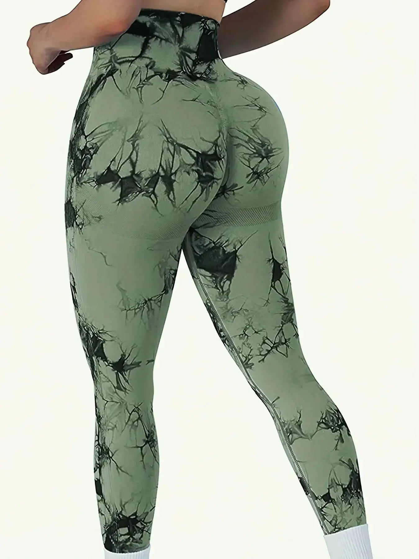 Women’s Tie-Dye Seamless High Waist Yoga Pants – Peach Lift Butt Sculpting Stretch Fitness Leggings