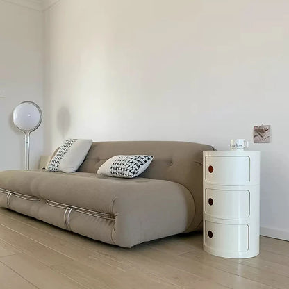 Nordic Minimalist White Bedside Table – Modern Round Plastic Side Cabinet, Small Creative Storage Unit