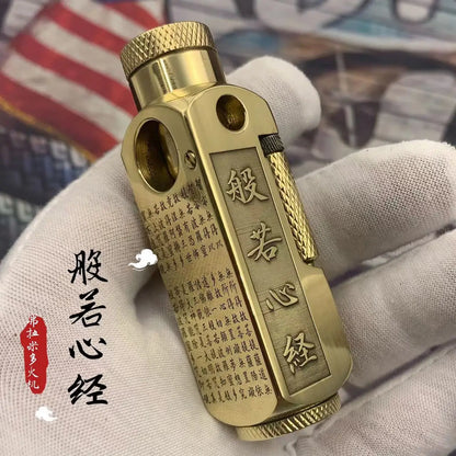 Handmade Brass Carved Trench Kerosene Lighter – Vintage Flamidor Gasoline Lighter, Heavy Men's Smoking Gift Collection