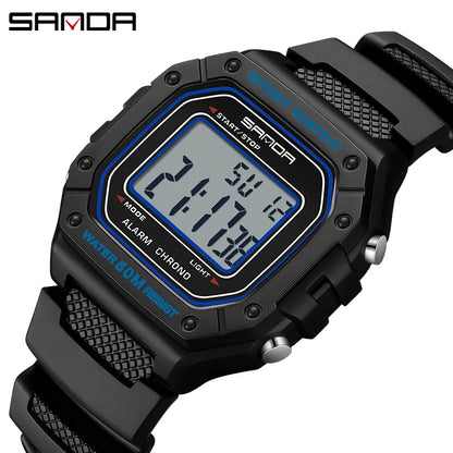 SANDA 2156 Men’s Military Sports Watch - Large Dial LED Digital Wristwatch with Stopwatch and Water Resistance