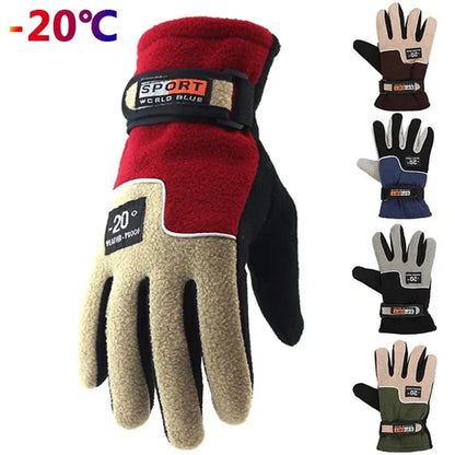 Winter Warm Gloves - Plush Thickened Five-Finger Skiing, Cycling & Motorcycle Gloves for Men