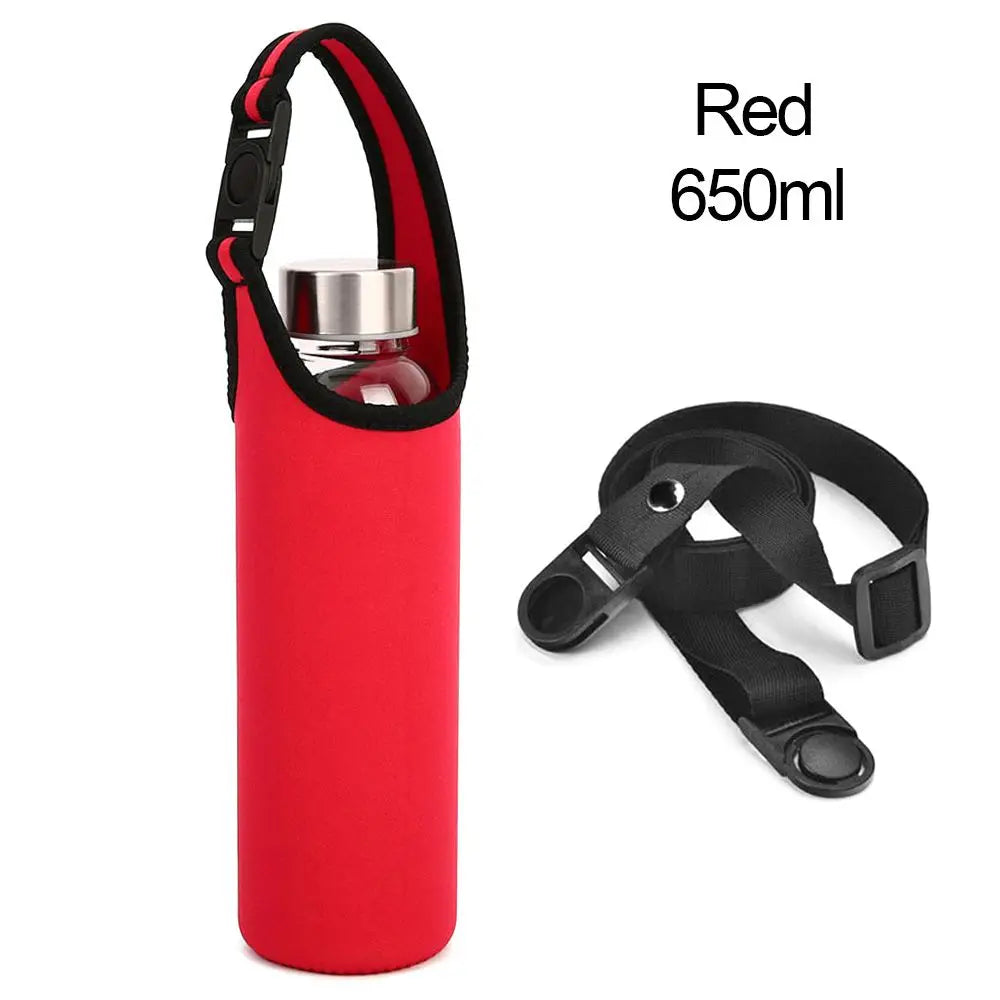 Insulated Water Bottle Carrier Bag - Adjustable Shoulder Strap Neoprene Bottle Cover Pouch for 550ml 750ml 1000ml 1500ml Bottles