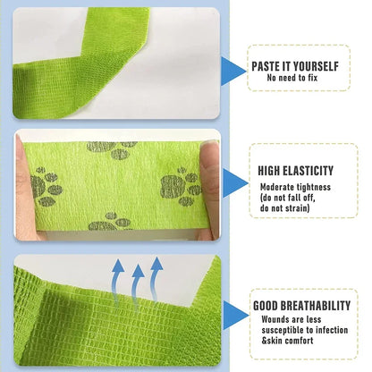 Self-Adhering Elastic Bandage Wrap - 5PCS Cohesive First Aid & Sports Support Wraps