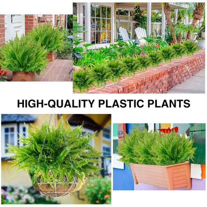 4–20 Pack Artificial Boston Fern Plants - UV-Resistant Faux Greenery for Home, Garden & Outdoor Decor
