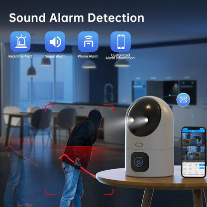JOOAN 4K PTZ IP Camera, 10X Zoom, Dual Lens, Auto Tracking, WiFi CCTV, Color Night Vision, Baby & Home Monitor