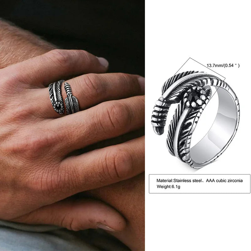 Punk Vintage Ethnic Rings for Men – Retro Viking Knot Rune, Black Geometric Square Stone Signet Jewelry