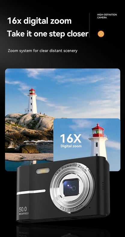 Xiaomi 4K Digital Camera – 50MP, 16X Zoom, Anti-Shake, Flash, Outdoor Student Video Recorder
