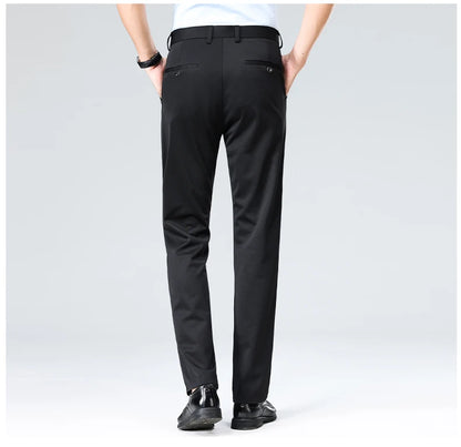 Men's Summer & Autumn Dress Pants – Thin Formal Work Trousers | Business Casual Black & Wine Red Long Pants