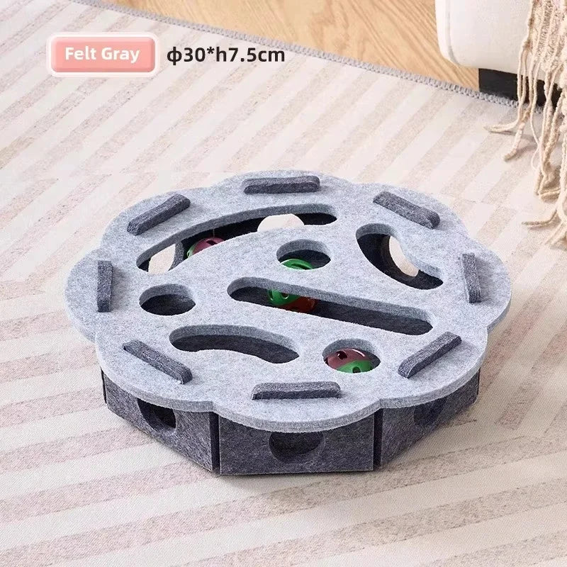 Cat Felt Puzzle Toy Box - Interactive Exercise & Hunting Game With Ball for Indoor Cats