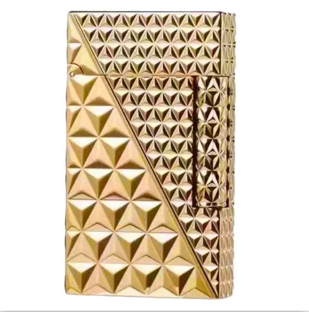 JT.Dunant Luxury Brass Gas Lighter - Refillable Butane Cigarette & Cigar Accessory with Vertical Pattern Design