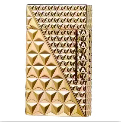JT.Dunant Luxury Brass Gas Lighter - Refillable Butane Cigarette & Cigar Accessory with Vertical Pattern Design