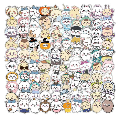 100PCS Kawaii Chiikawa Cartoon Stickers - Cute Graffiti Decals for Desks, Laptops, Scrapbooks, Luggage, and Stationery