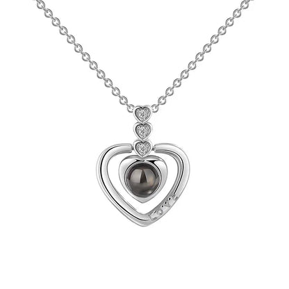 100 Languages I Love You Projection Necklace - Romantic Pendant Jewelry Gift for Girlfriend, Wife, or Partner