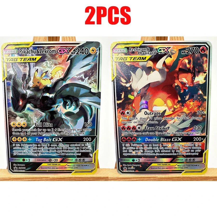 PTCG White & Black Victini Zekrom Reshiram Cards - English Anime Trading Card Collection