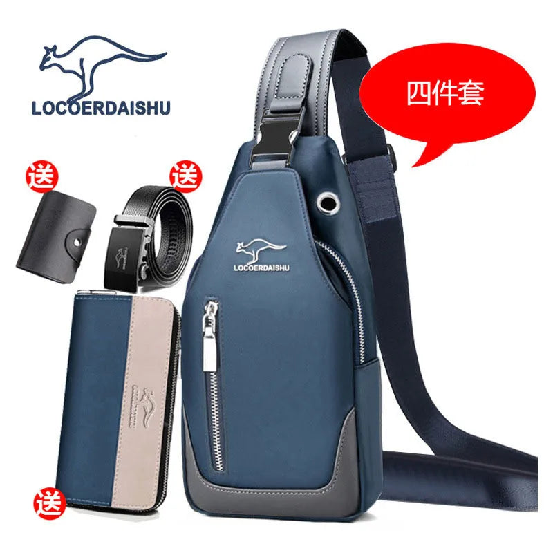 Men's Waterproof Oxford Chest Bag – Korean Style Casual Sport Crossbody Shoulder Messenger Bag