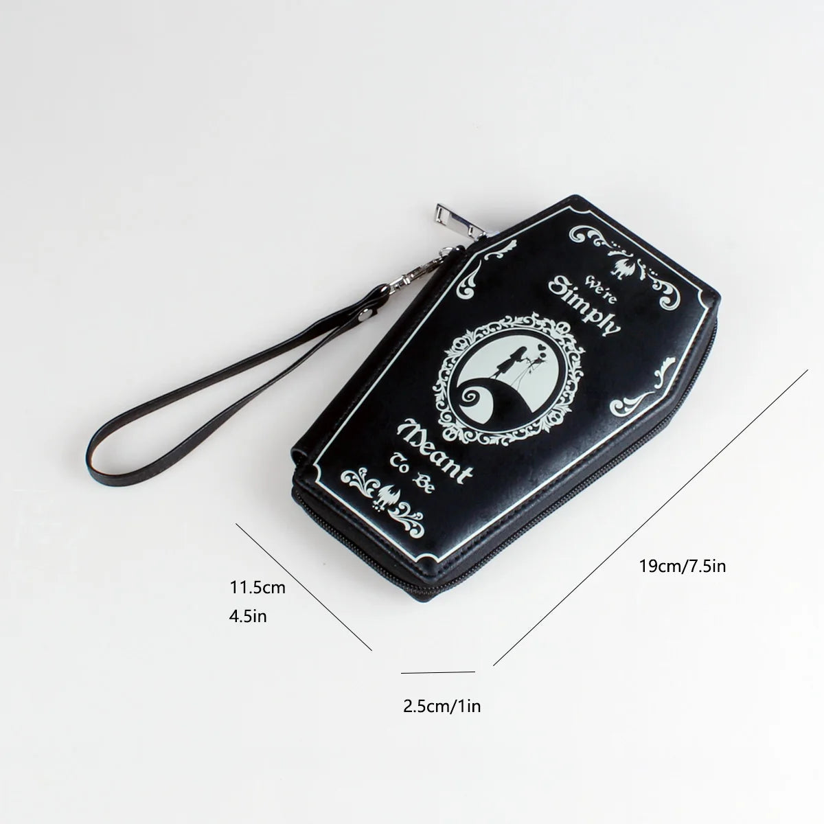 Gothic Coffin Coin Purse - Halloween Pattern PU Leather Zipper Wallet Clutch