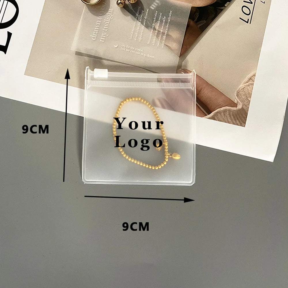 Personalized Transparent EVA Jewelry Zipper Bag – Frosted Plastic Storage Pouch for Ring, Earring, Necklace & Bracelet Packaging