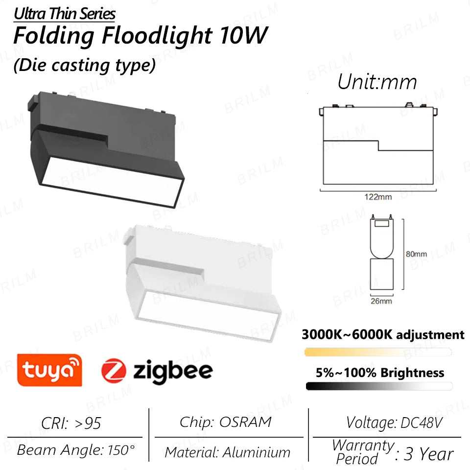 Ultra-Thin 6mm Magnetic Track Light – Dimmable LED Spot Lamp with Smart Tuya Zigbee Gateway