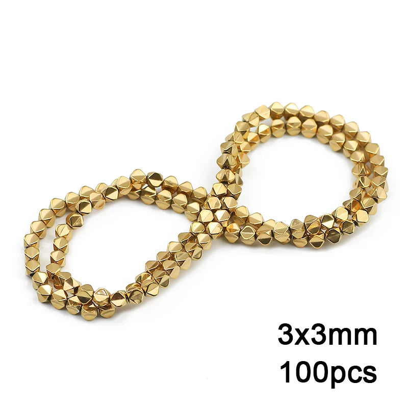 3A+ Retention Color Hematite Beads – Star & Heart Shapes, Gold-Plated Natural Stones for DIY Jewelry & Bracelets