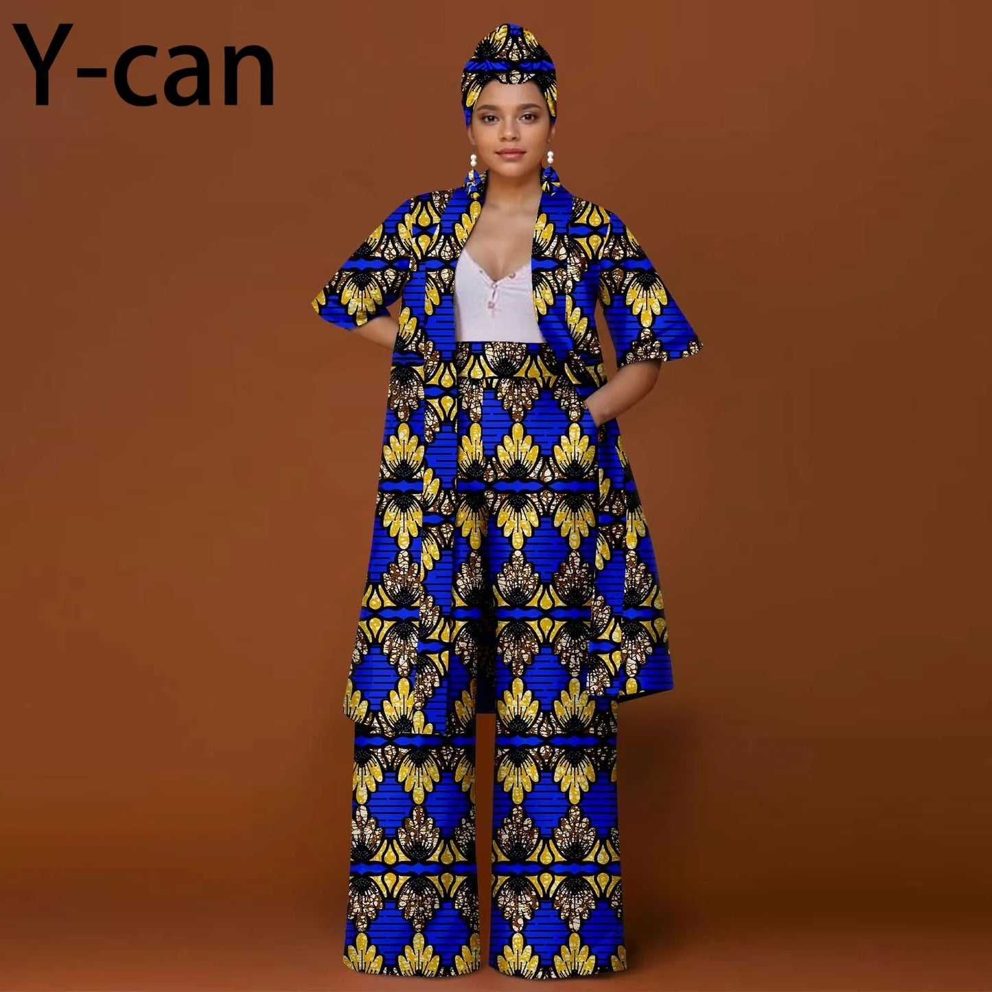 African Ankara 2-Piece Suit Set for Women - Traditional Print Jacket & Pants for Office, Business & Party Wear