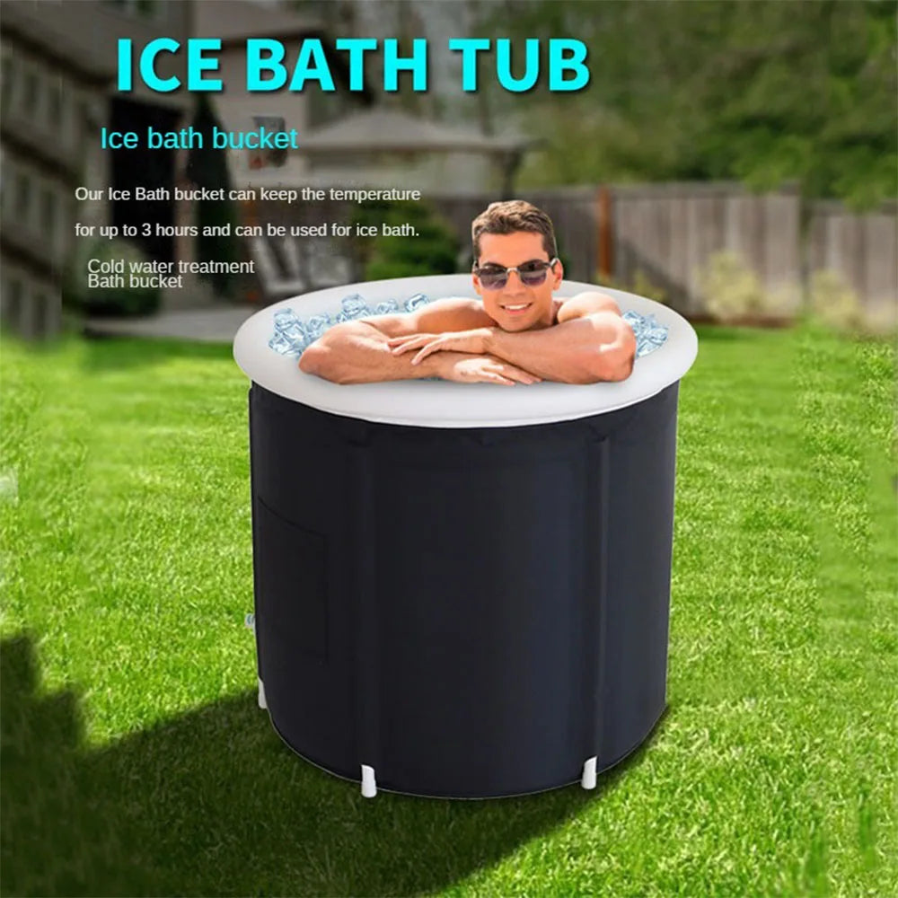 MAYZANEN Portable Collapsible Ice Bath Tub - Large Inflatable Cold Plunge Therapy Bucket for Adults, Outdoor Use