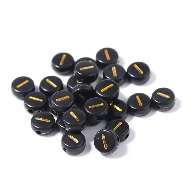 A-Z Alphabet Beads Set - 100-500pcs Black Gold Acrylic Letter Beads for DIY Jewelry Making Charm Bracelets Accessories