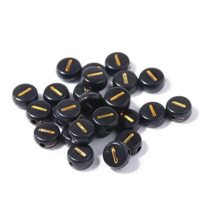 A-Z Alphabet Beads Set - 100-500pcs Black Gold Acrylic Letter Beads for DIY Jewelry Making Charm Bracelets Accessories