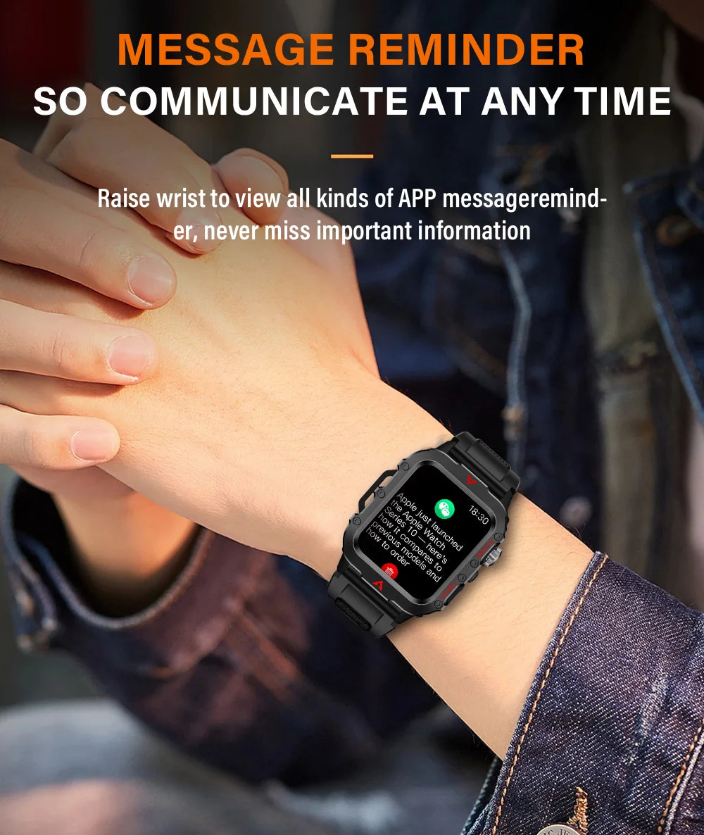 LAXASFIT Men’s Sports Smart Watch – 1.71" Screen, Blood Oxygen, Bluetooth Call, LED Flashlight, Multi-Sport Outdoor Watch