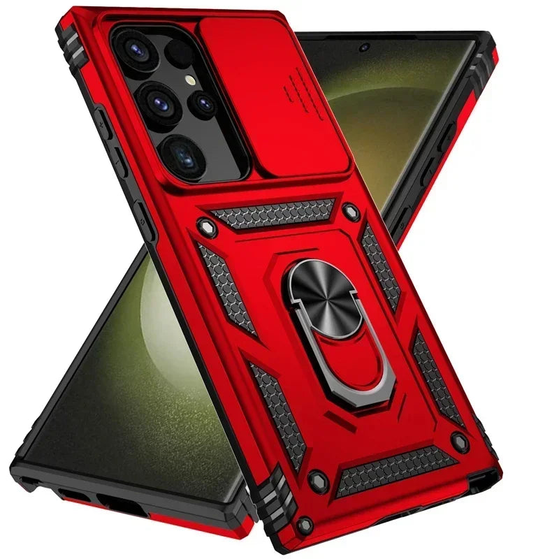 Rotating Camera Lens Armor Case - Military Grade Protective Cover for Samsung Galaxy S20-S25 Series & Note Models