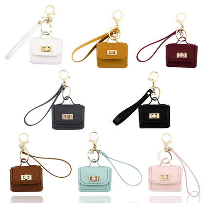 Mini PU Leather Bag Keychain - Openable Coin Purse Pendant with Hand Strap for Phone & Keys