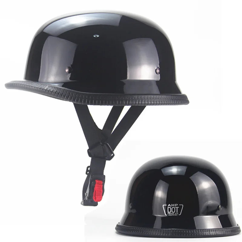 Vintage Motorcycle Cruiser Helmet – Retro Open Face Half Helmet, Germany Safety Helmet for Scooter & Motorcycle