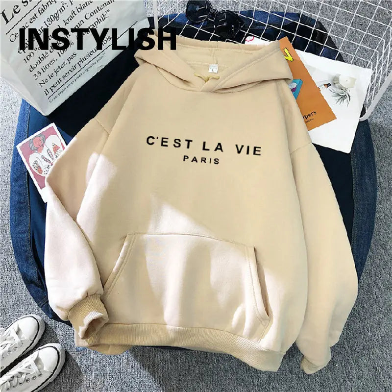 Women's Casual Print Loose Hoodie – Spring Long-Sleeve Harajuku Pullover Sweatshirt, Streetwear Style