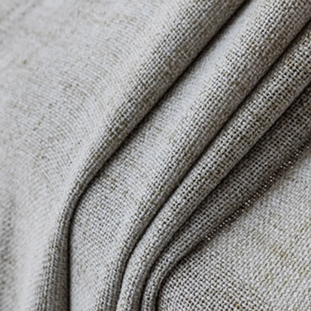 Modern Solid Color Pleated Window Curtain – Texture Floor-Length Yarn Cotton Translucent Curtain for Home