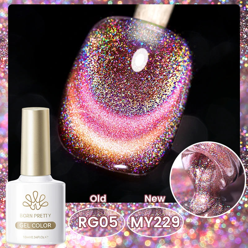 BORN PRETTY Cat Magnetic Gel Nail Polish 117 Colors 10ml Full Coverage Semi-Permanent Soak-Off Nail Varnish for Salon Manicure Glitter Cat Eye Nails