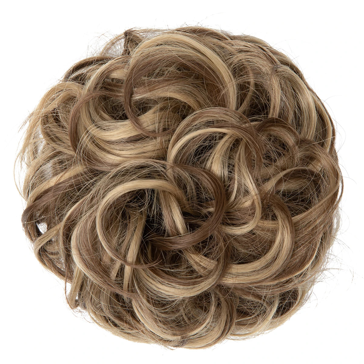 Synthetic Messy Hairpiece Chignon Scrunchie – Blonde & Brown Donut Bun for Women, Elastic Daily Use Hair Extension H9