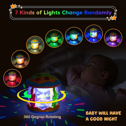 4-in-1 Baby Tummy Time Toy – Sea Animal Sensory Learning Toy with Lights, Music, and Projector for Infants and Toddlers