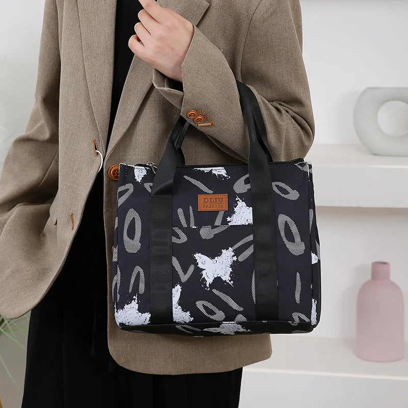 Insulated Commuter Lunch Bag with Storage Pouch — Portable Handbag for Office, Thermal Food Carrier with Meal Box Included