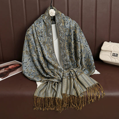 Luxury Autumn Cashmere Pashmina Shawl – Warm Winter Scarves for Women, Printed Cotton Foulard Stole Scarf 2023