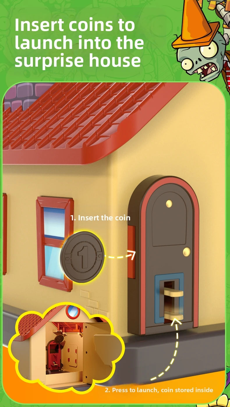 Plants vs Zombies Dave's Surprise House Toy Set – Collectible Figures with Interactive Play Features for Kids Gift