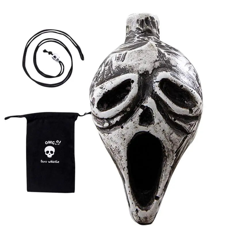Death Whistle – Skull-Shaped Aztec Screaming Whistle for Halloween, Loud Human Sound Effect Prop