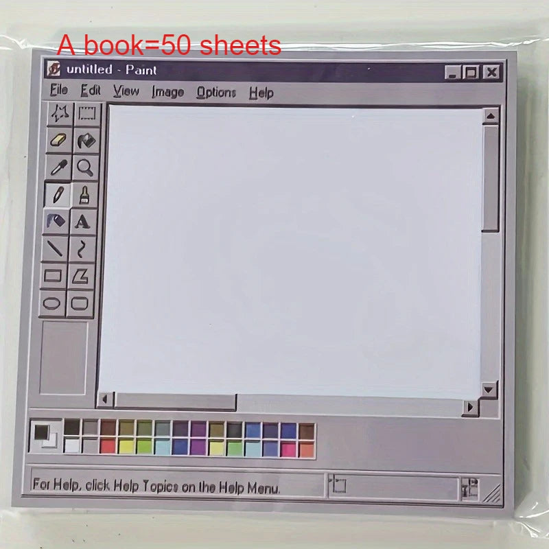 Vintage Computer Design Sticky Notes – 50 Sheets Durable Adhesive Memo Pads for Office, Study & Artist Use
